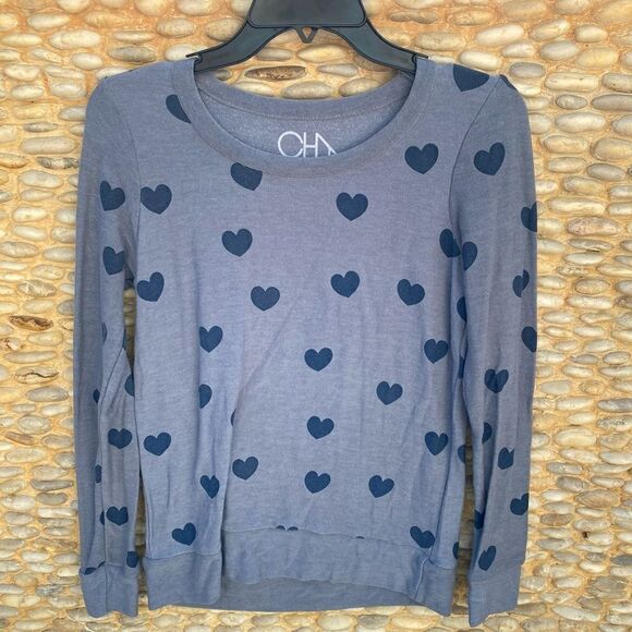 Chaser Blue Heart Long Sleeve Plush Tee/Top/Sweatshirt. Small. New NWT! So Soft! - Picture 5 of 8